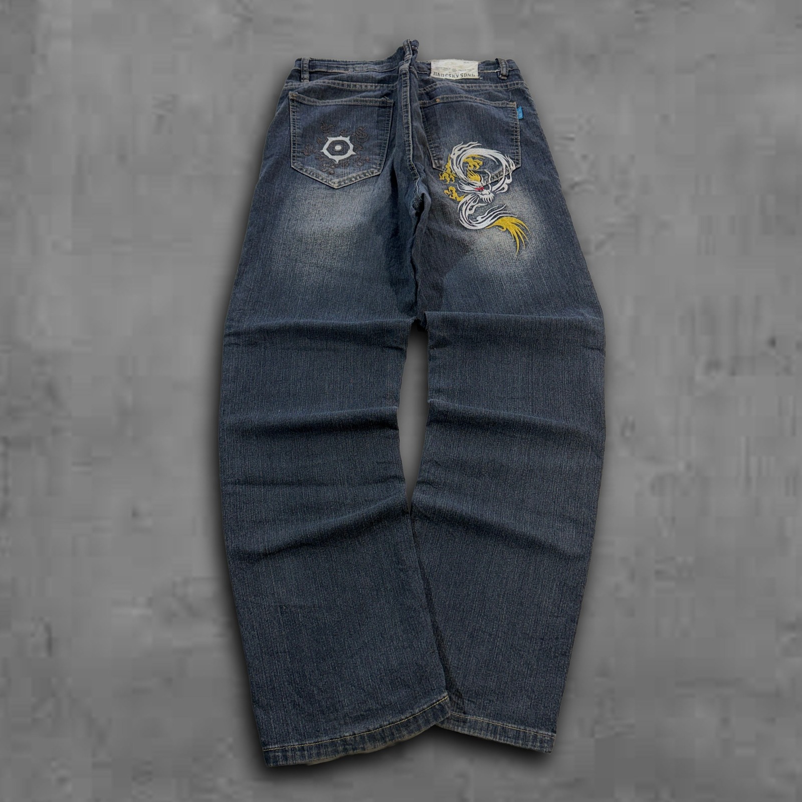 Y2k Baggy Embroidered Wide Leg Dark Wash Bluesky Sarl Skater Jeans